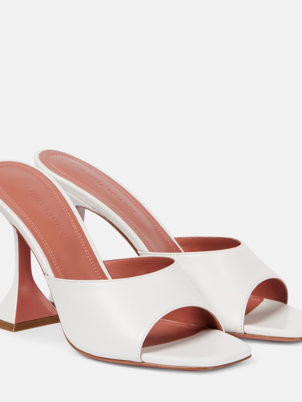 AMINA MUADDI WHITE LEATHER LUPITA HEELS